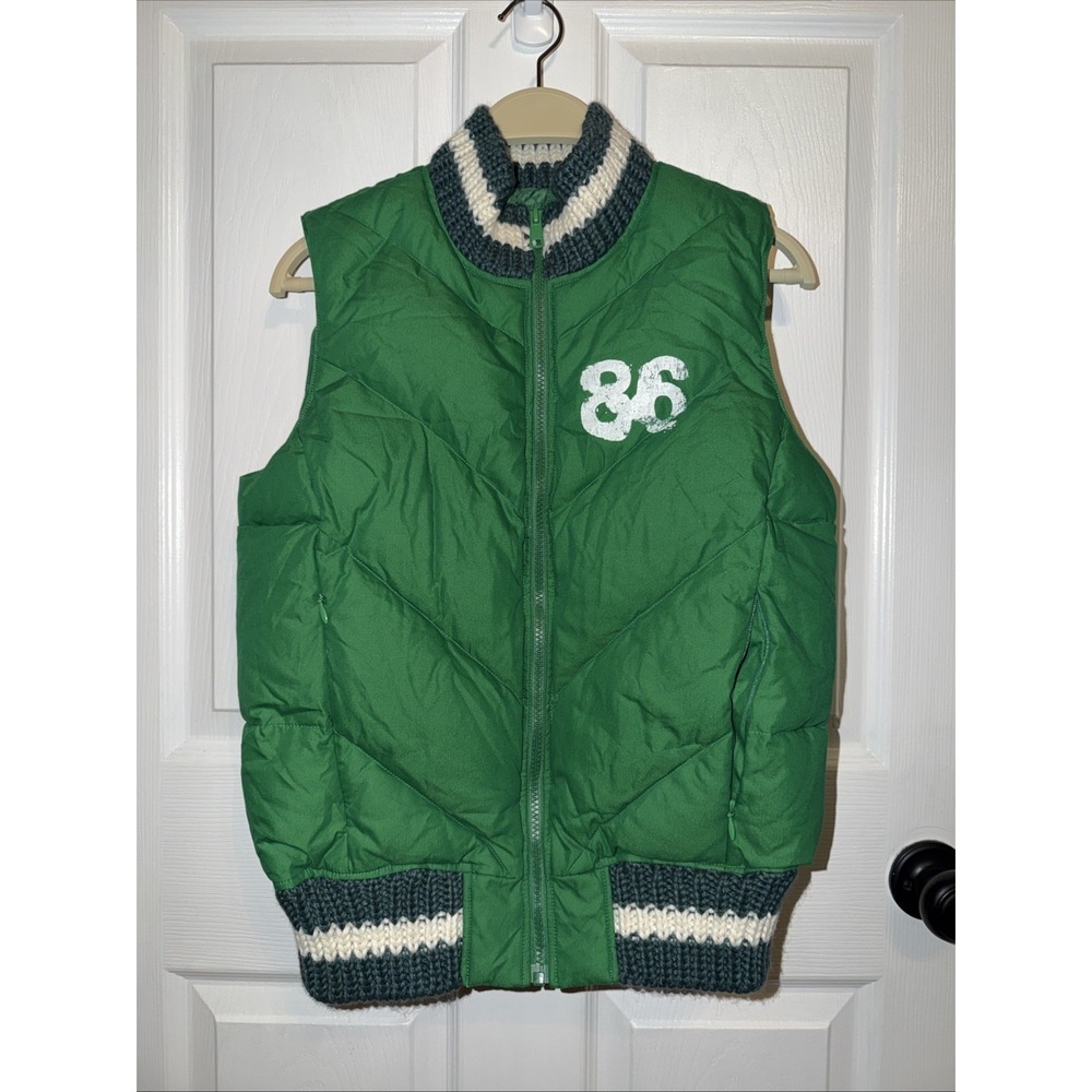 PINK Y2K Victoria Secret Green Down Puffer Vest "86" Size XS/S Full Zip